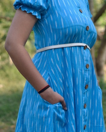 Blue Punch Nursing Dress with Belt