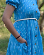Blue Punch Nursing Dress with Belt