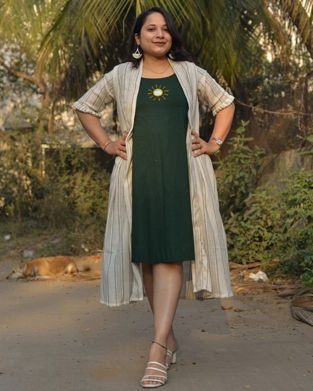 Green Mirror Dress with Shrug