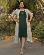 Green Mirror Maternity Dress with Shrug