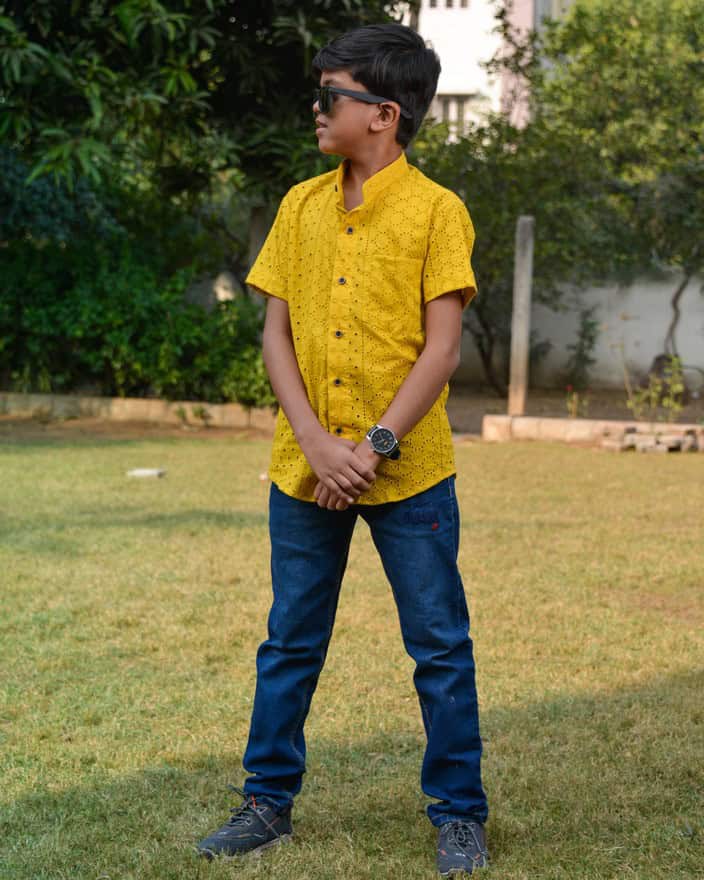 Sunbeam Yellow Cutwork Kids Shirt