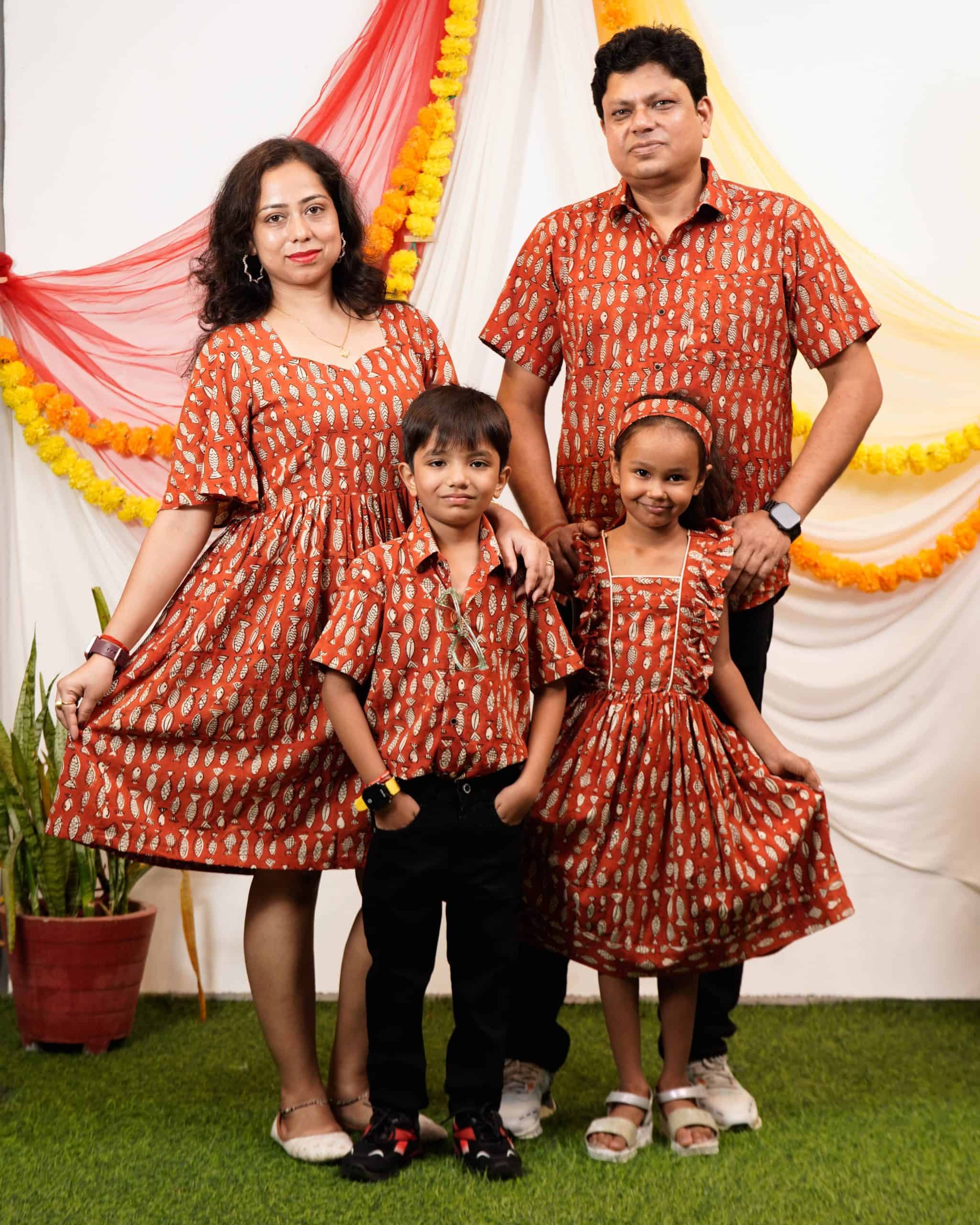 Fish Red Print Short Family Set Main image