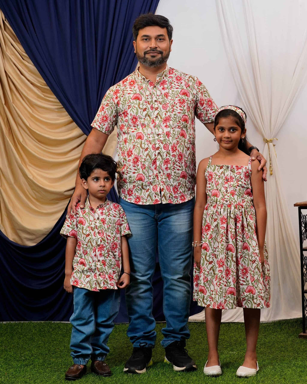 Pink Floral Father Kid Twining