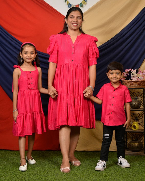 Starry Hot Pink Mother Kids Twinning Main image