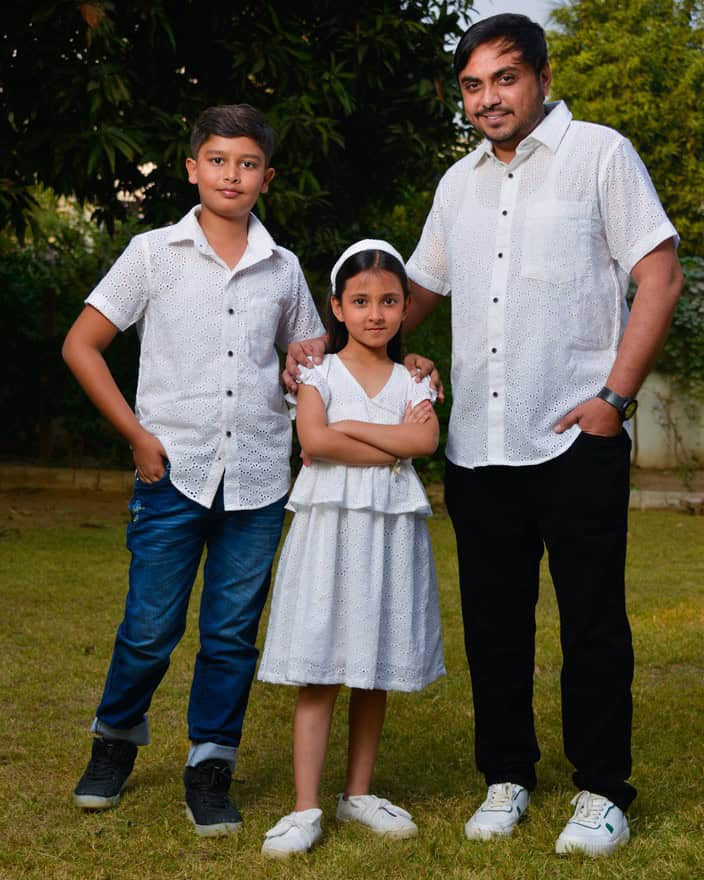 White Cutwork Father Kid Twining
