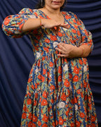 Crimson Blue Floral Short Maternity Dress