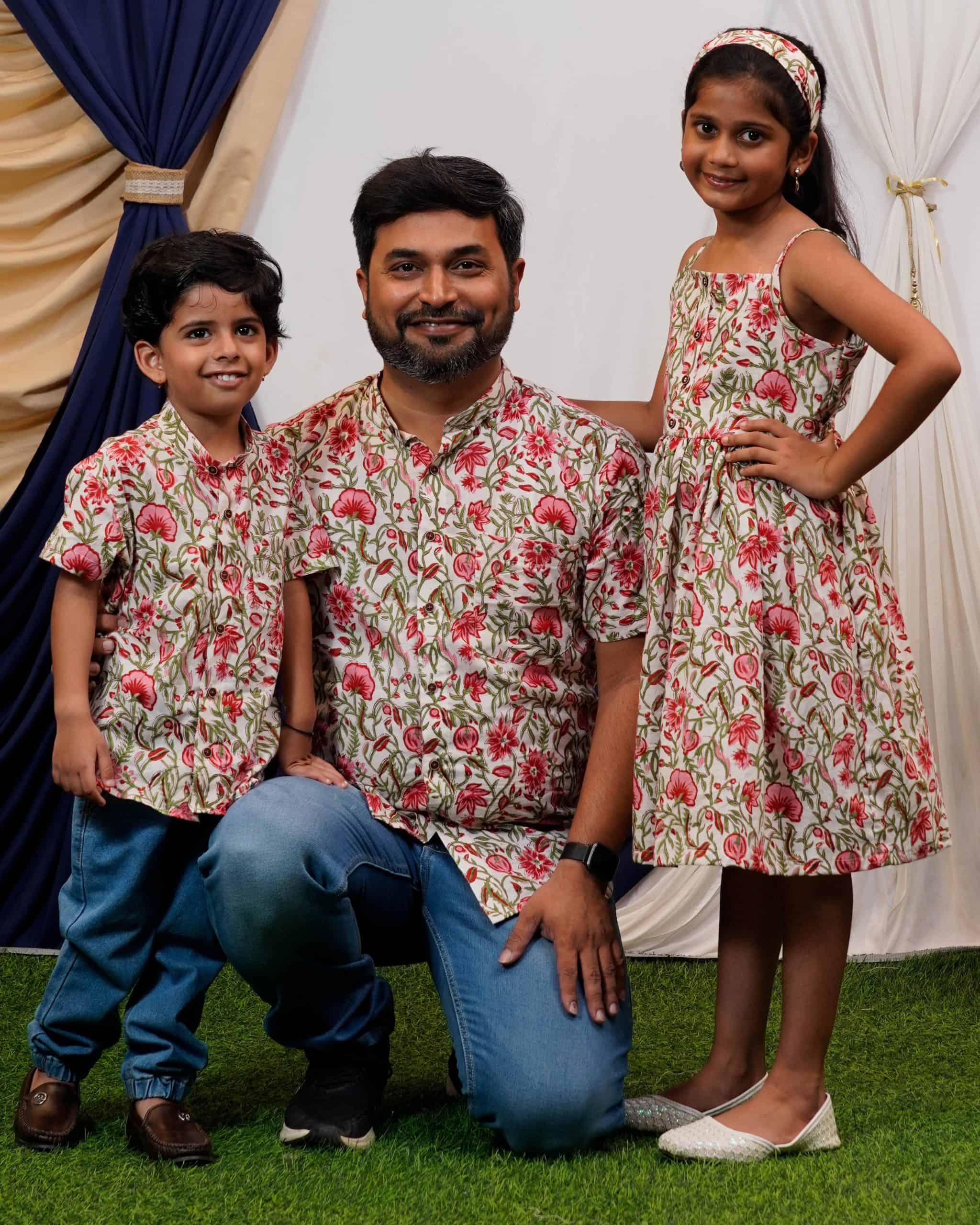 Pink Floral Father Kid Twining