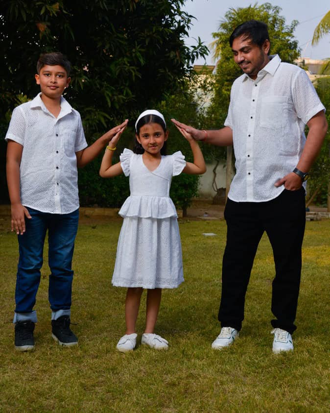 White Cutwork Father Kid Twining Main image