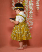 Yellow Fish Print Skirt with White Shirt