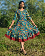Turquoise Floral Frill Nursing Dress