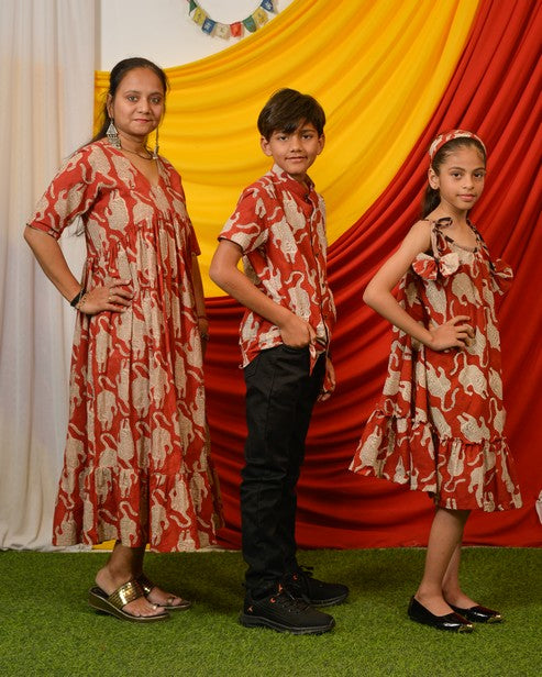 Red Lisa Midi Mother Kids Twinning
