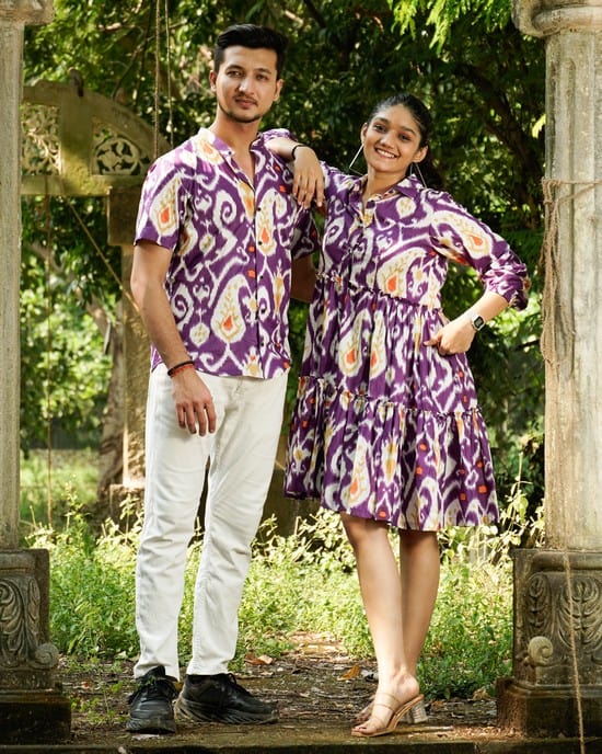 Purple Lisa Frill Collared Dress Couple Set Main image