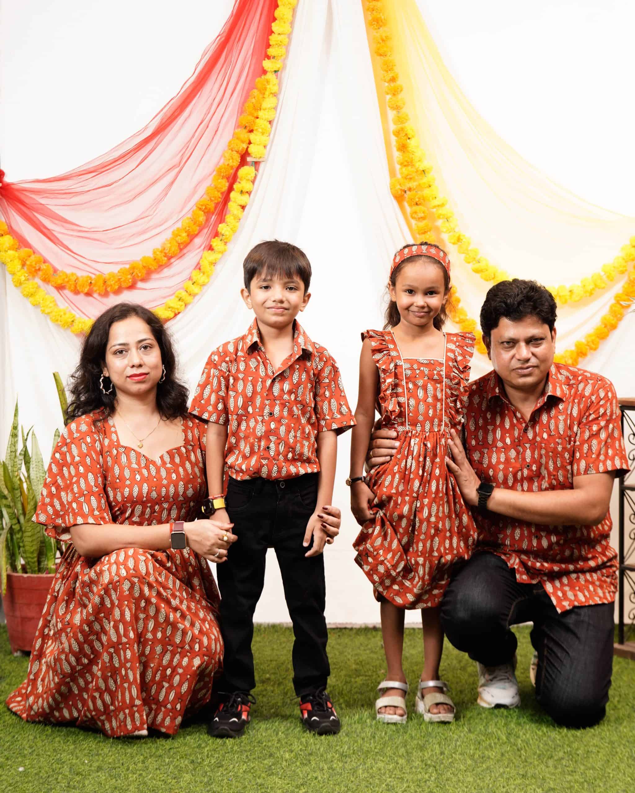 Fish Red Print Short Family Set