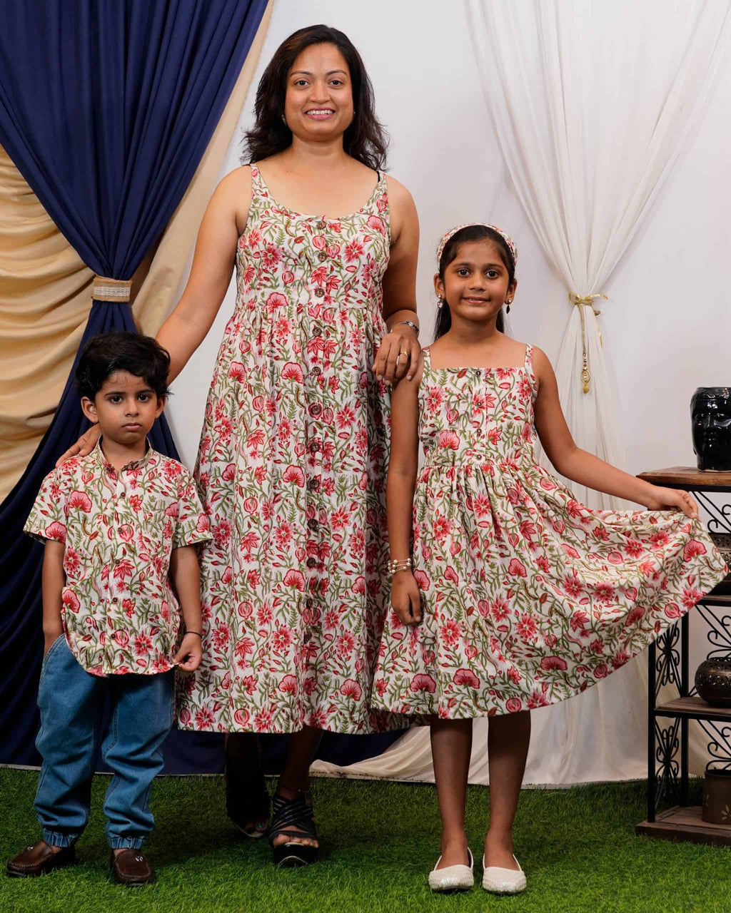 Pink Floral Strappy Mom Kid Twinning