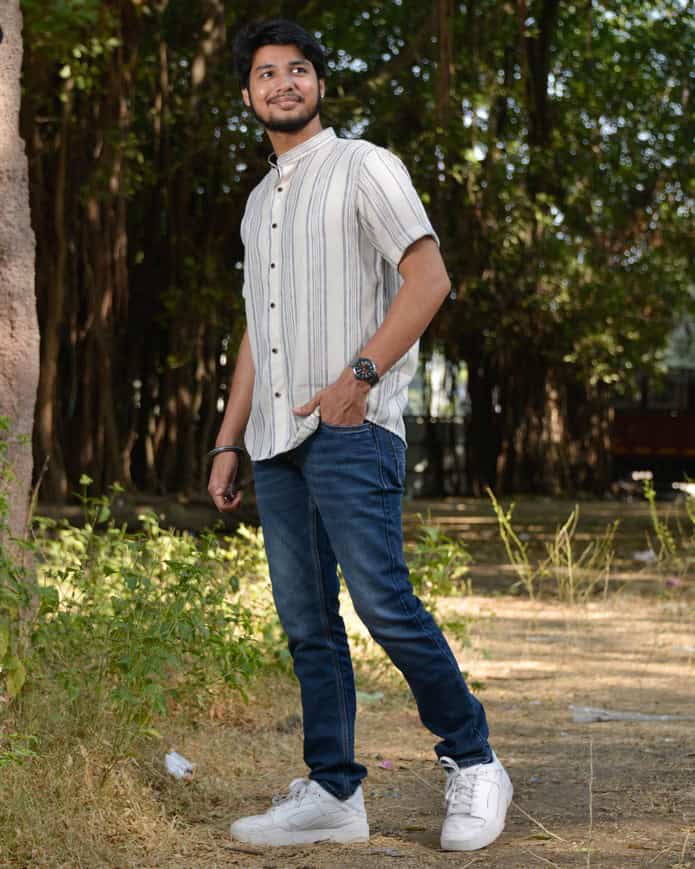 Navy Blue Striped Shirt