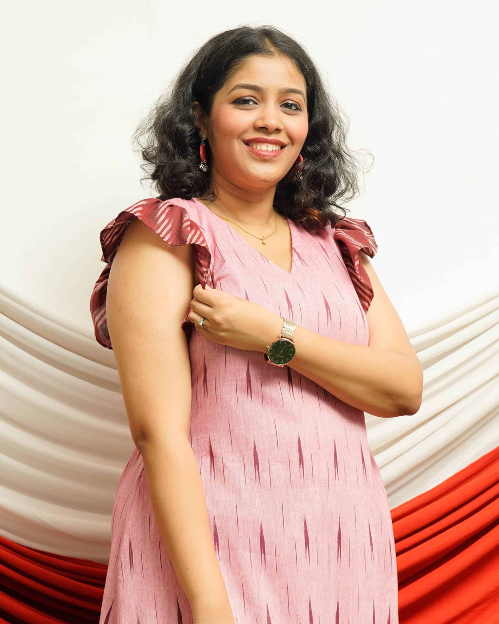 Pink Peacock Frill Maternity Dress