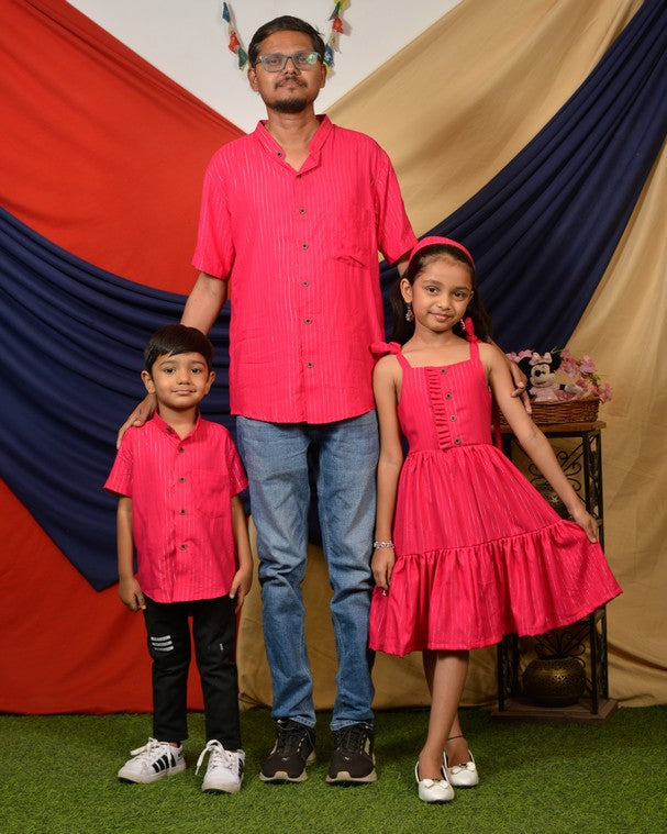 Starry Hot Pink Father Kid Twining Main image