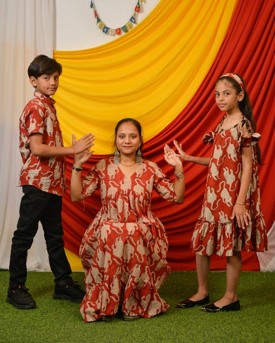 Red Lisa Midi Mother Kids Twinning