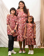 Maroon Lily Frill Mom Kid Twinning