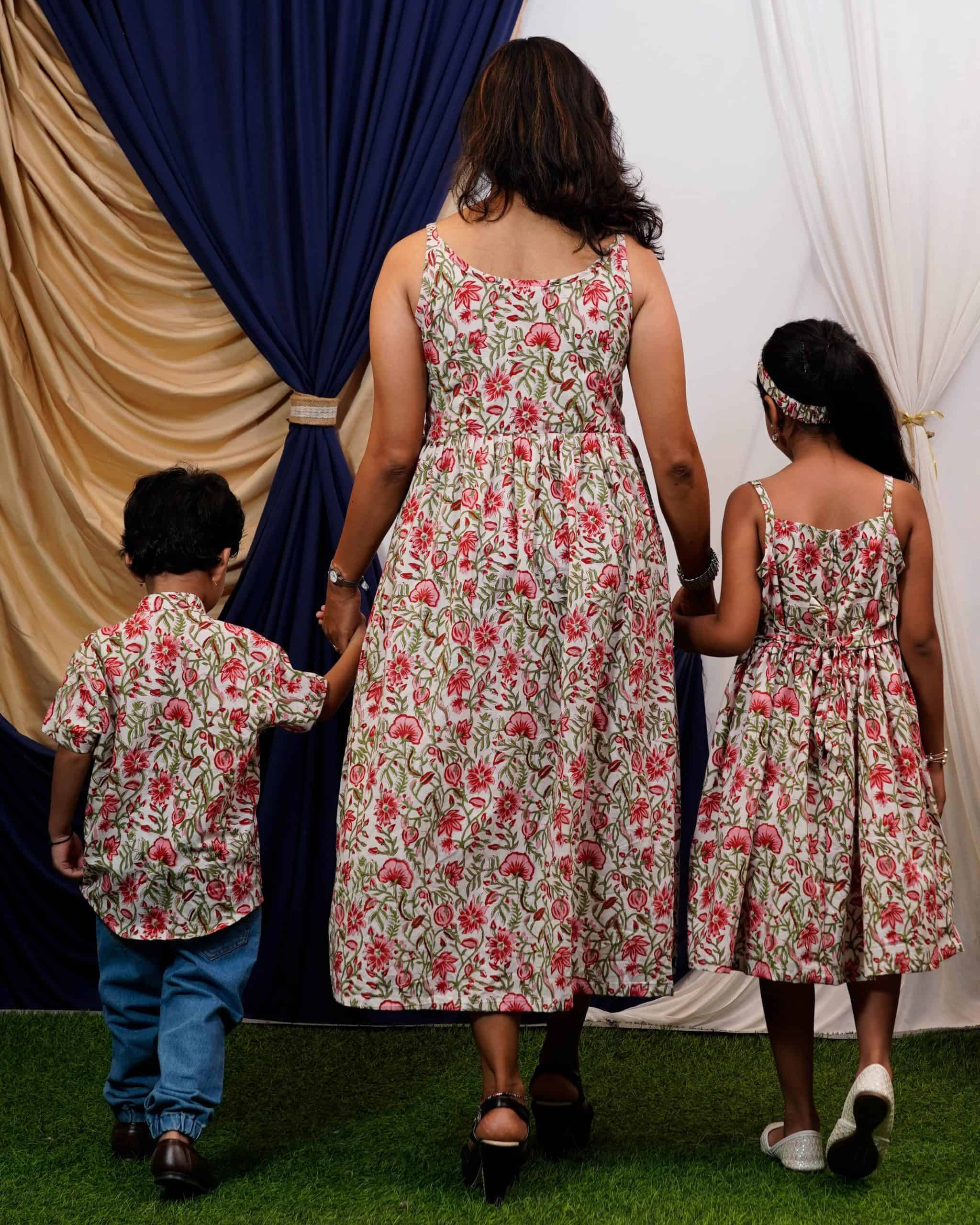 Pink Floral Strappy Mom Kid Twinning