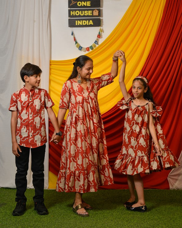 Red Lisa Midi Mother Kids Twinning Secondary image