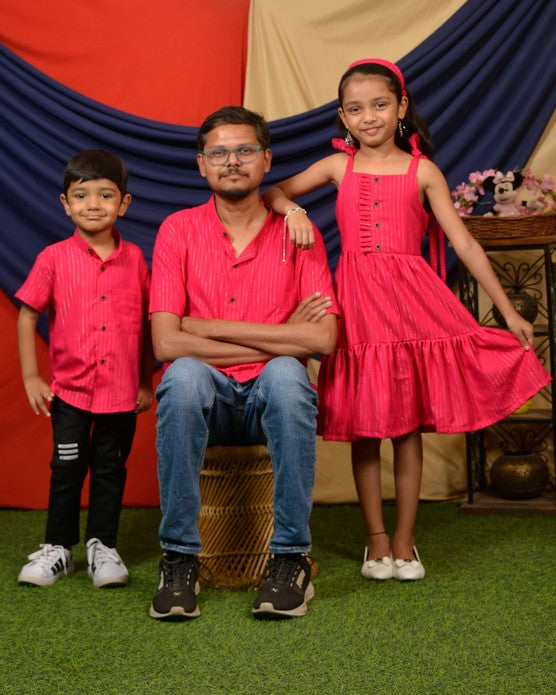Starry Hot Pink Father Kid Twining