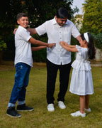 White Cutwork Father Kid Twining