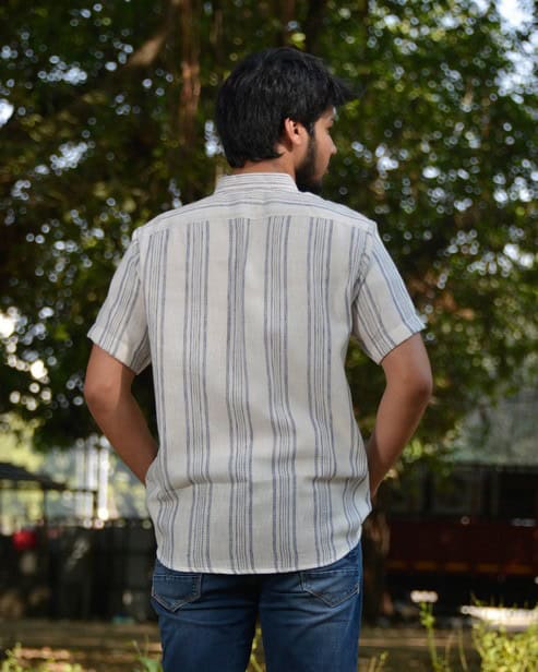 Navy Blue Striped Shirt