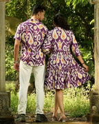 Purple Lisa Frill Collared Dress Couple Set