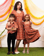 Fish Red Print Short Mom Kid Twinning
