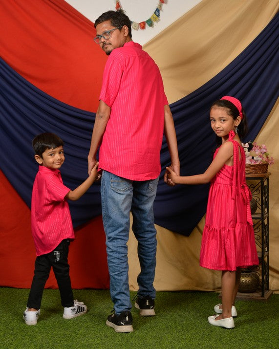 Starry Hot Pink Father Kid Twining