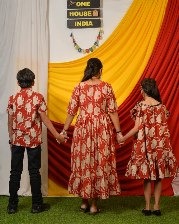 Red Lisa Midi Mother Kids Twinning