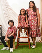 Maroon Lily Frill Mom Kid Twinning
