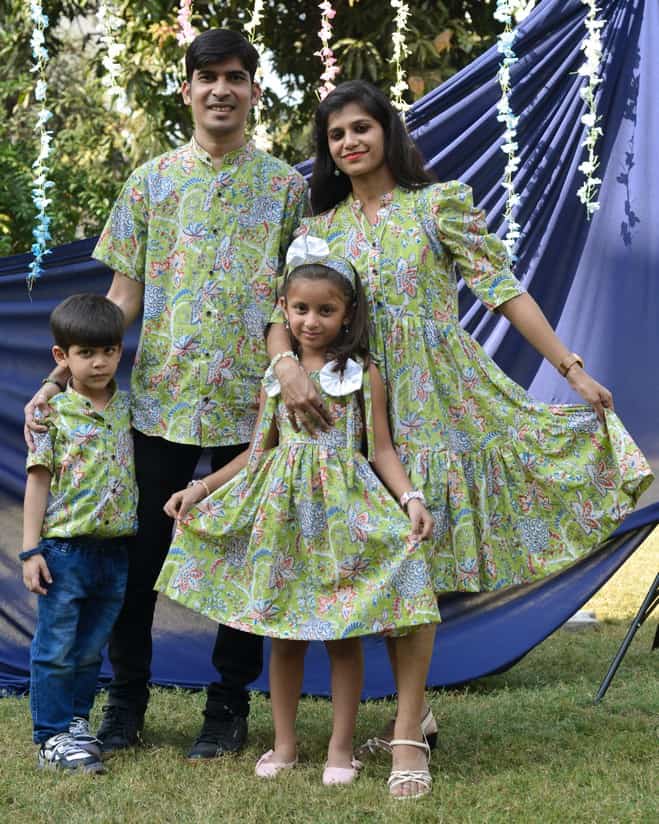 Mint Green Starry Short Family Set Main image