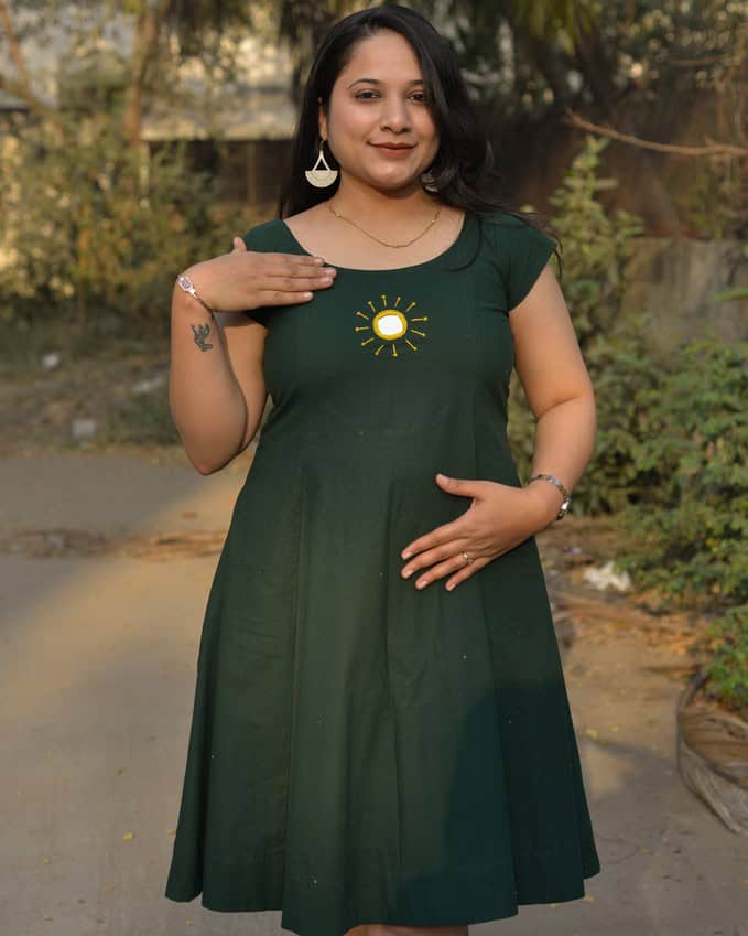 Green Mirror Dress with Shrug