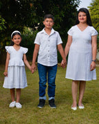 White Cutwork Short Mom Kid Twinning