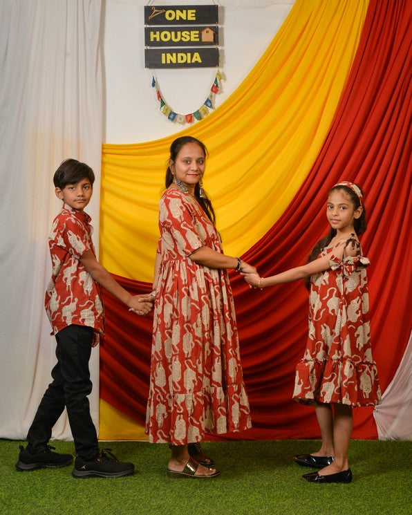 Red Lisa Midi Mother Kids Twinning