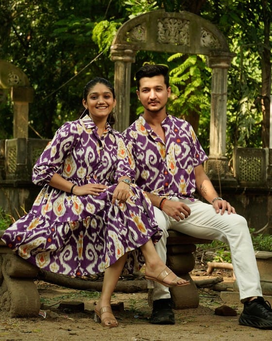 Purple Lisa Frill Collared Dress Couple Set Secondary image