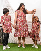 Maroon Lily Frill Mom Kid Twinning