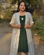 Green Mirror Maternity Dress with Shrug