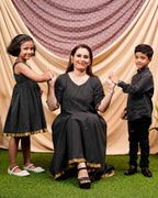 Black Kantha Mother Kids Twinning