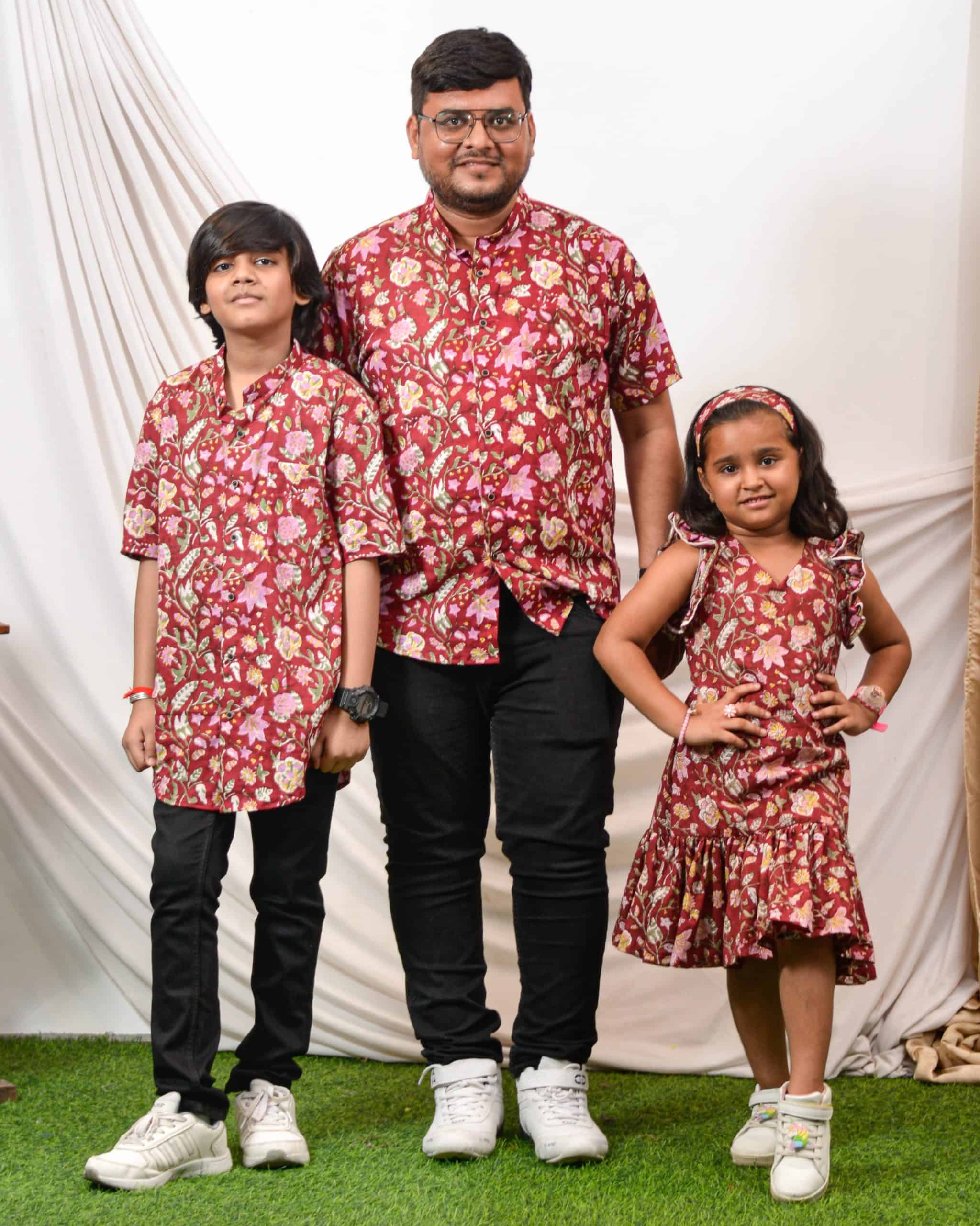 Maroon Lily Frill Father Kid Twining