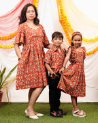 Fish Red Print Short Mom Kid Twinning