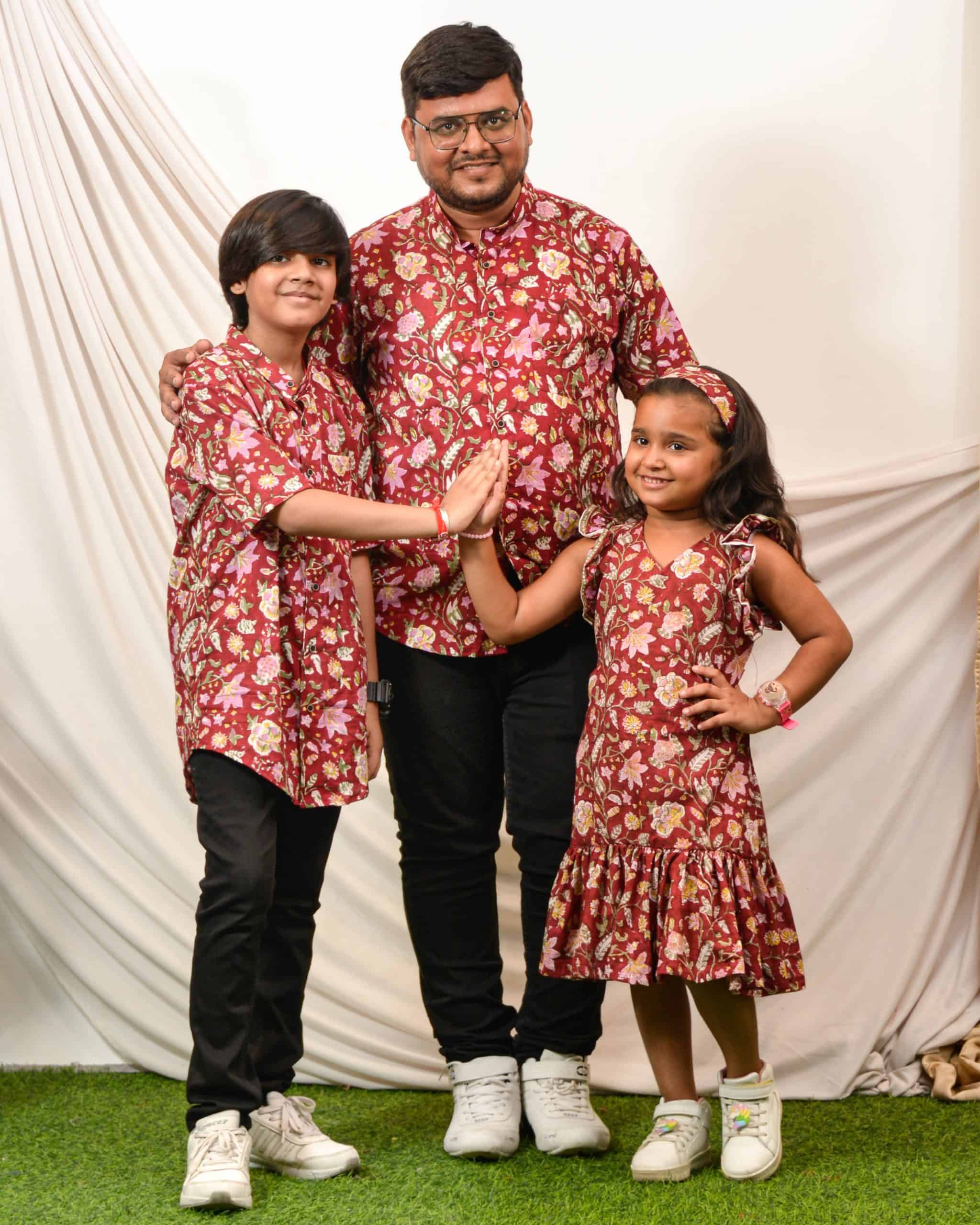 Maroon Lily Frill Father Kid Twining