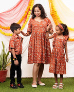 Fish Red Print Short Mom Kid Twinning