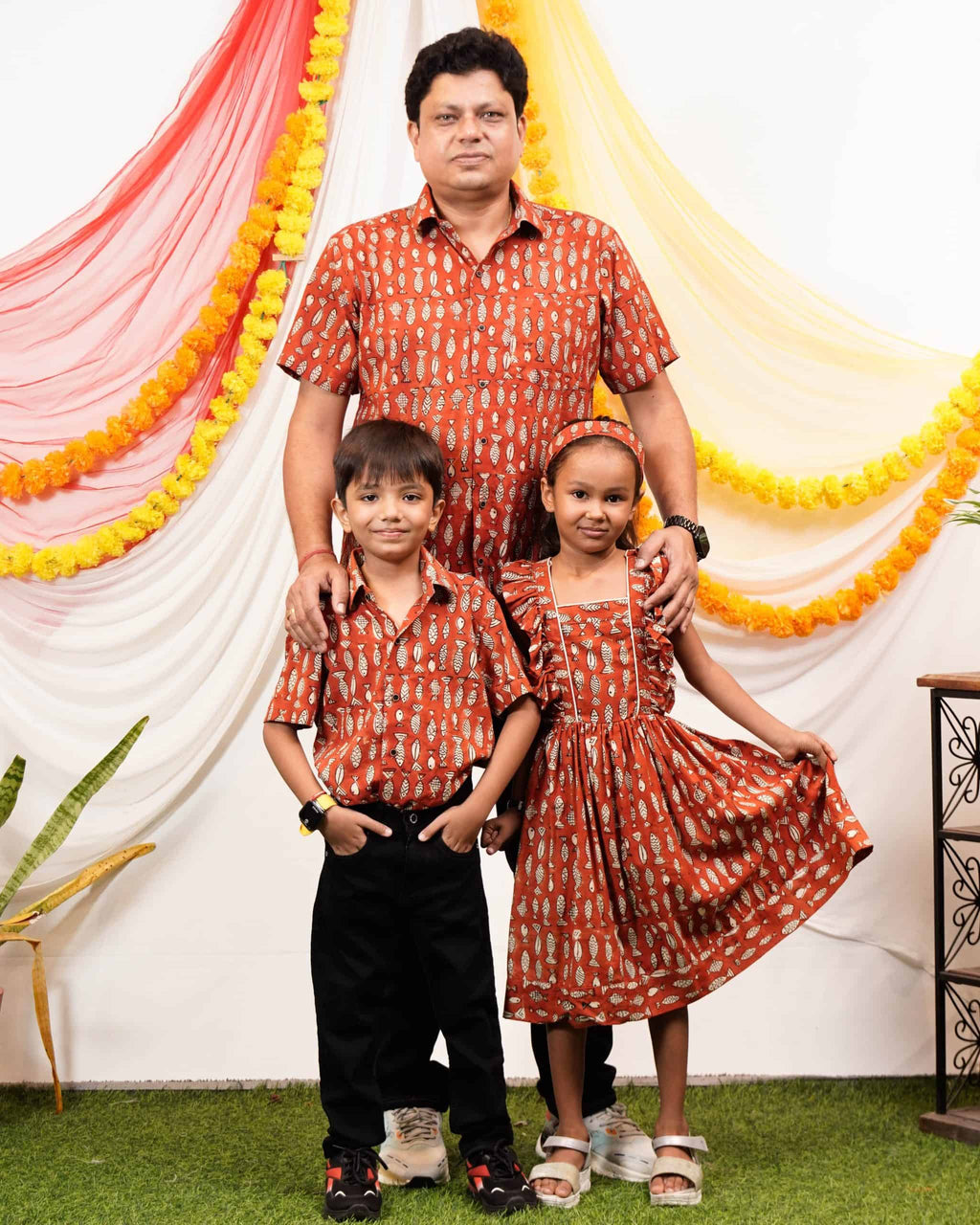 Fish Red Print Father Kid Twining
