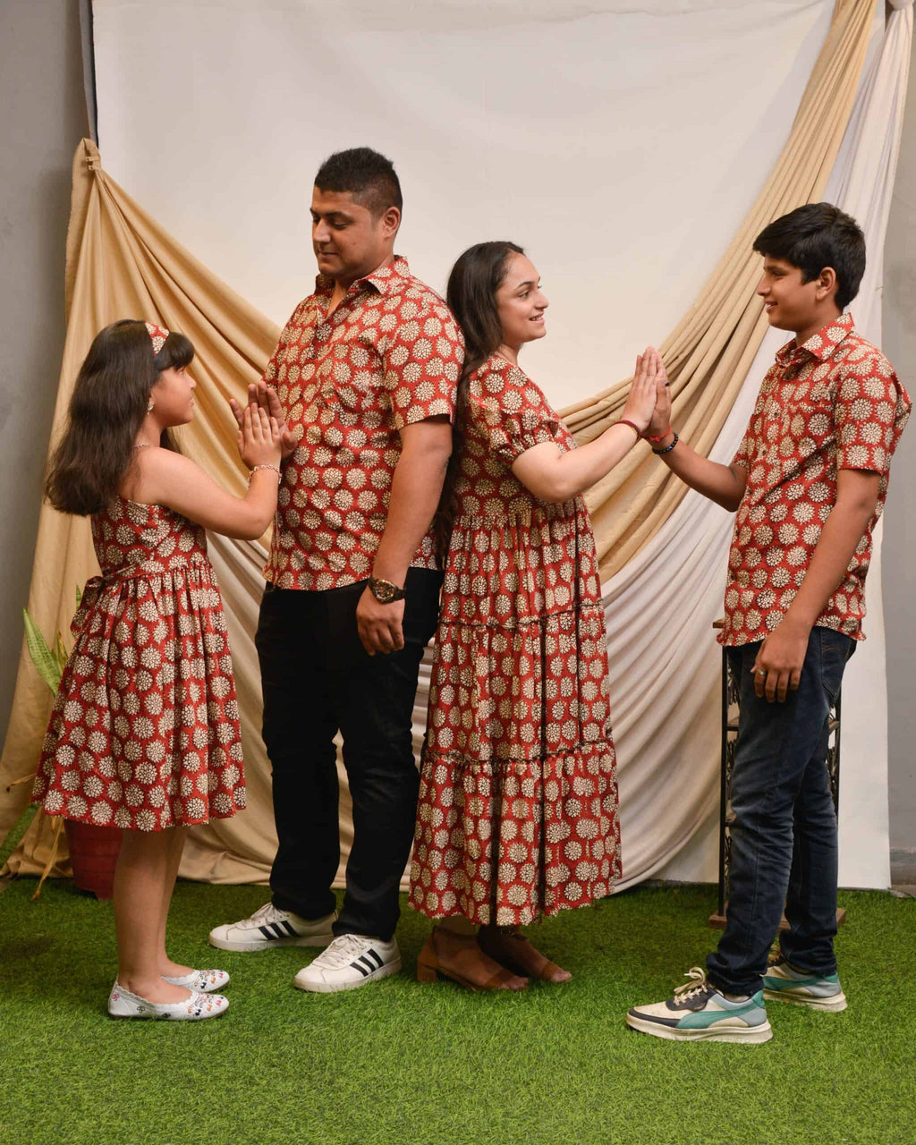 Rosy Vine Tiered Dress Family Set