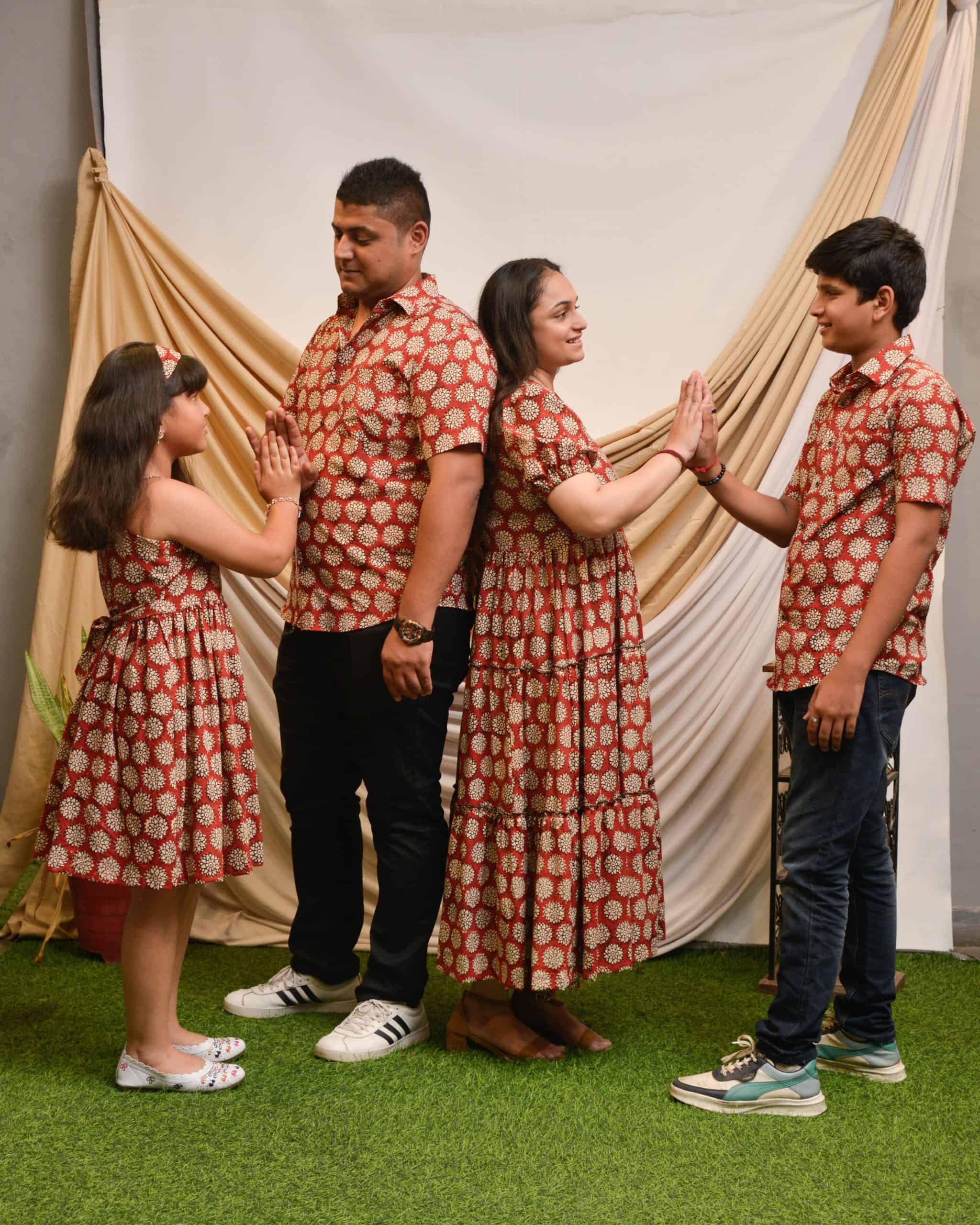 Rosy Vine Tiered Dress Family Set