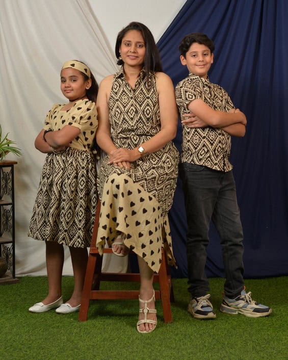 Black Aztec Halter Midi Mother Kids Twinning