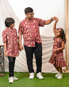 Maroon Lily Frill Father Kid Twining